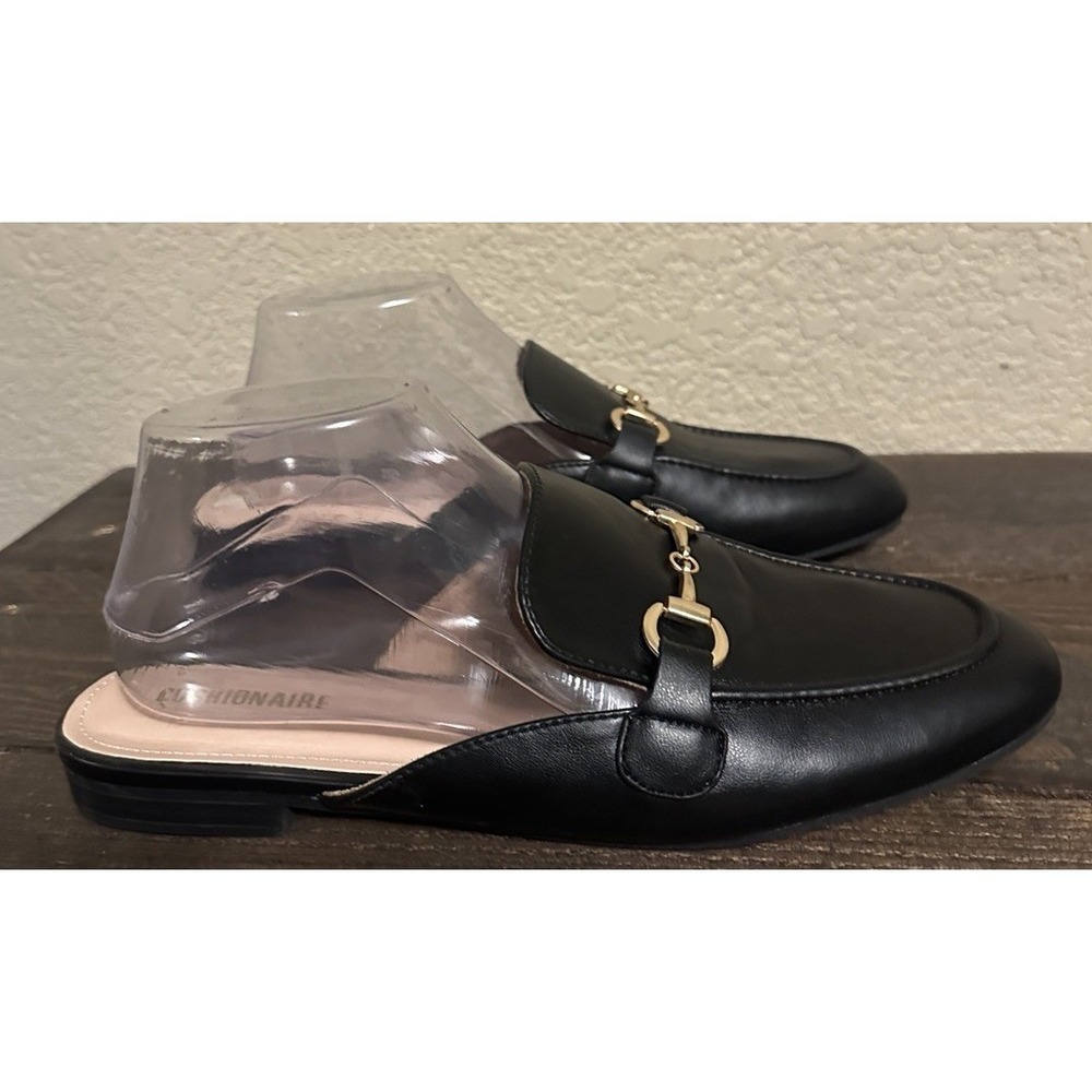 Cushionaire Black & Gold Faux-Leather Loafer Mule Shoes Women's Size 10 M - Picture 1 of 13
